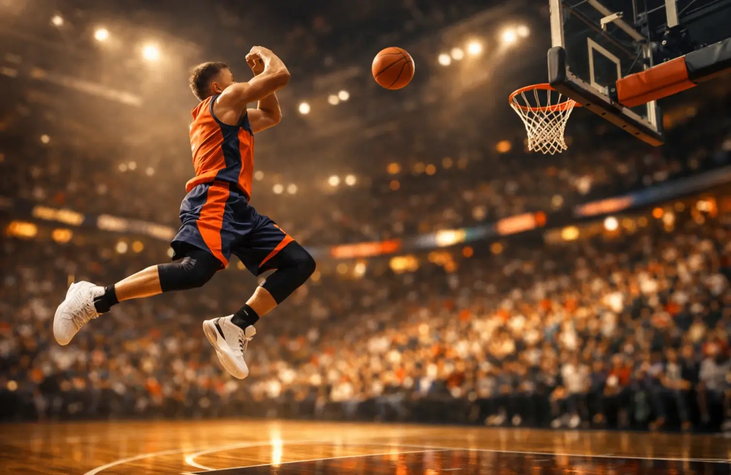 Jugador de baloncesto realizando un tiro en suspensión durante un partido de la NBA