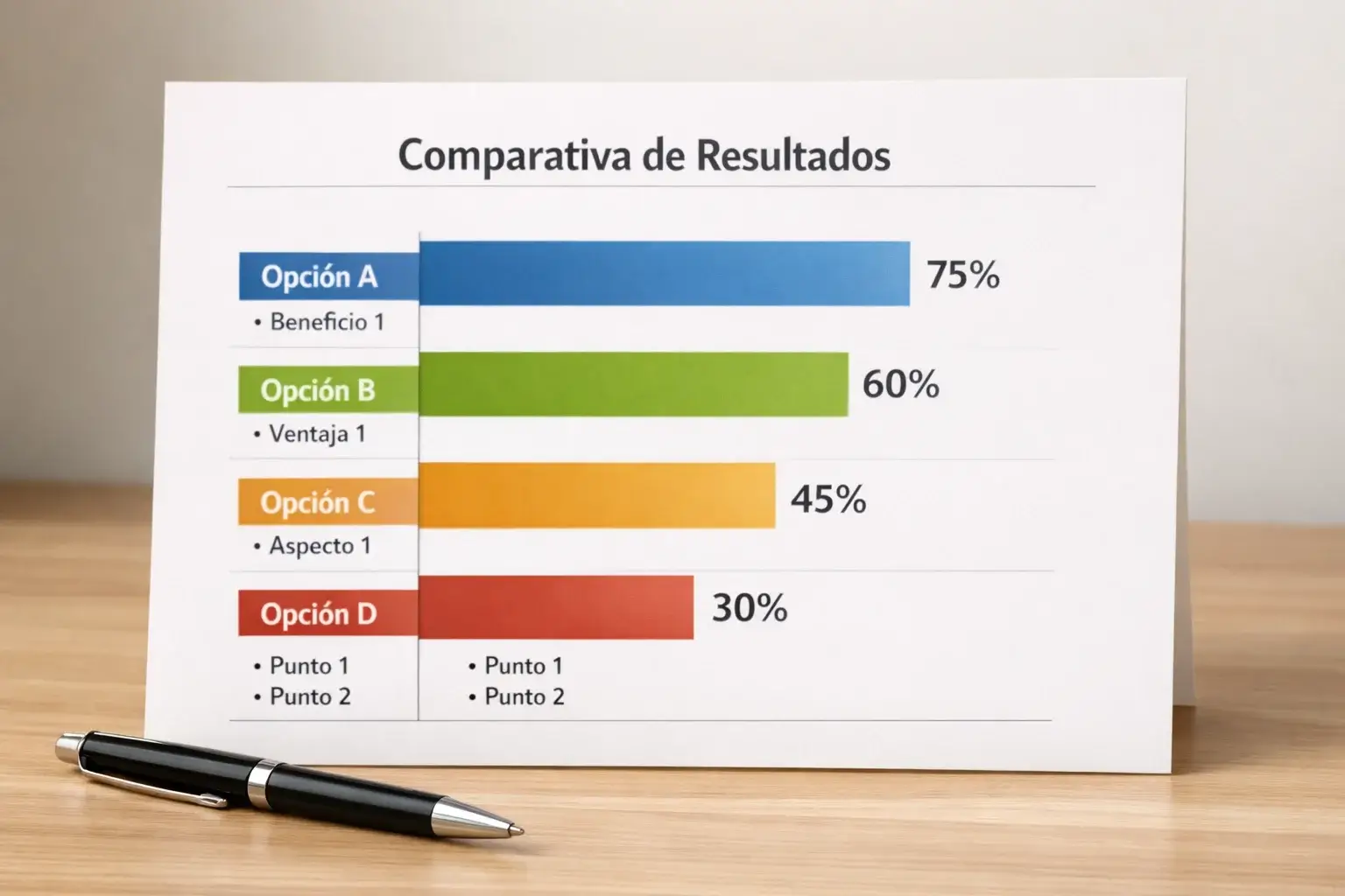 Gráfico comparativo simple mostrando barras de diferentes colores